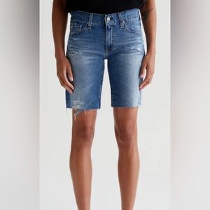 AG Adriano Goldschmied Blue Nikki Distressed Jean Shorts